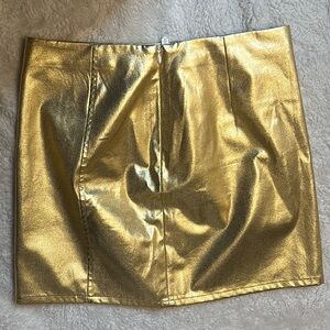 Gold pleather shiny gold metallic skirt vegan miniskirt size 34/2